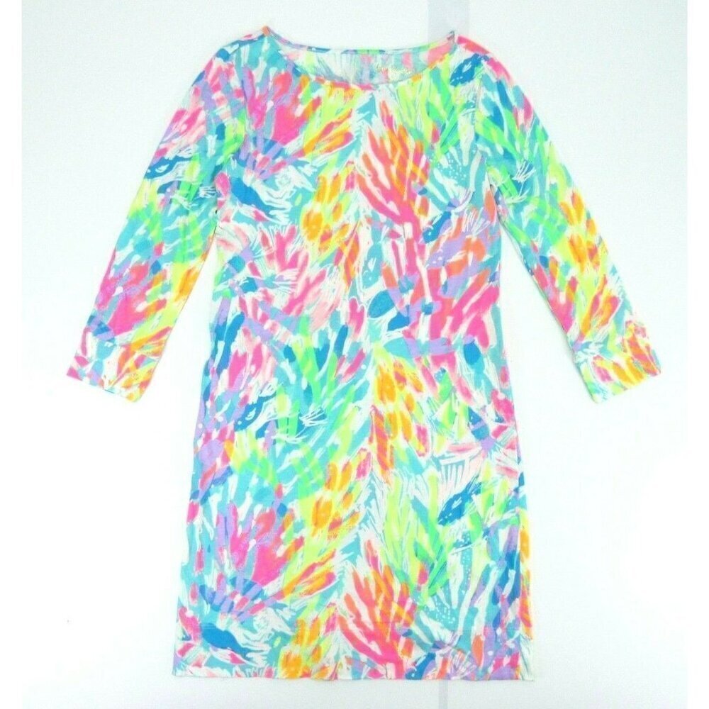 New Lilly Pulitzer Marlowe Dress Sparkling Sands X-Small XS (26014) L/Sleeve